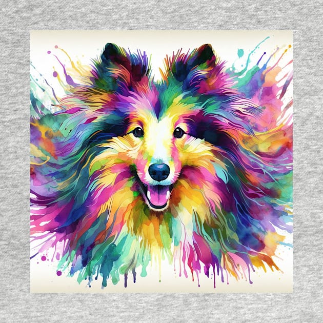 Abstract painting of a Sheltie Dog by WelshDesigns